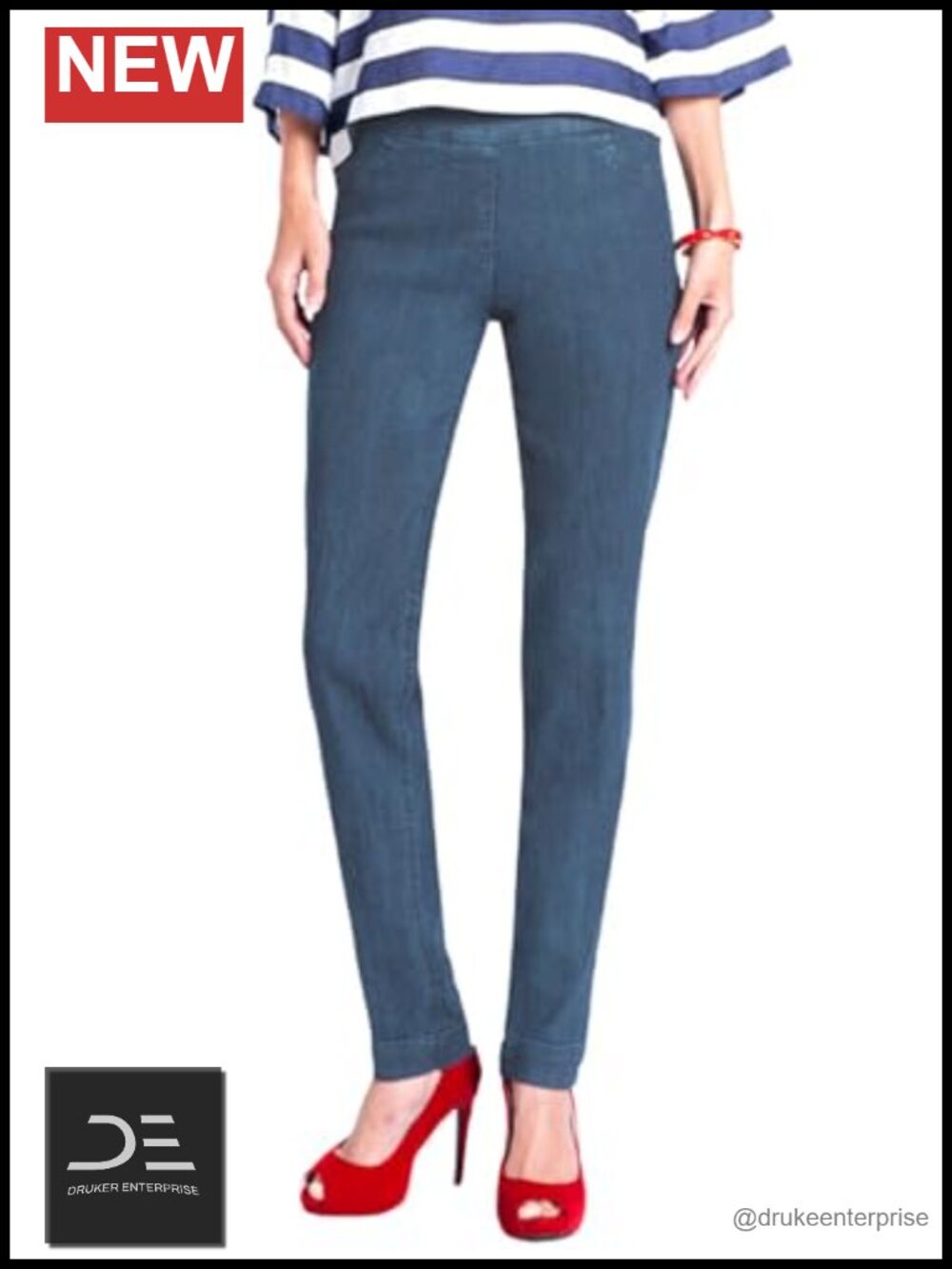Women's Pull-On Straight Leg Pants with Tummy Control High Rise Ankle Length